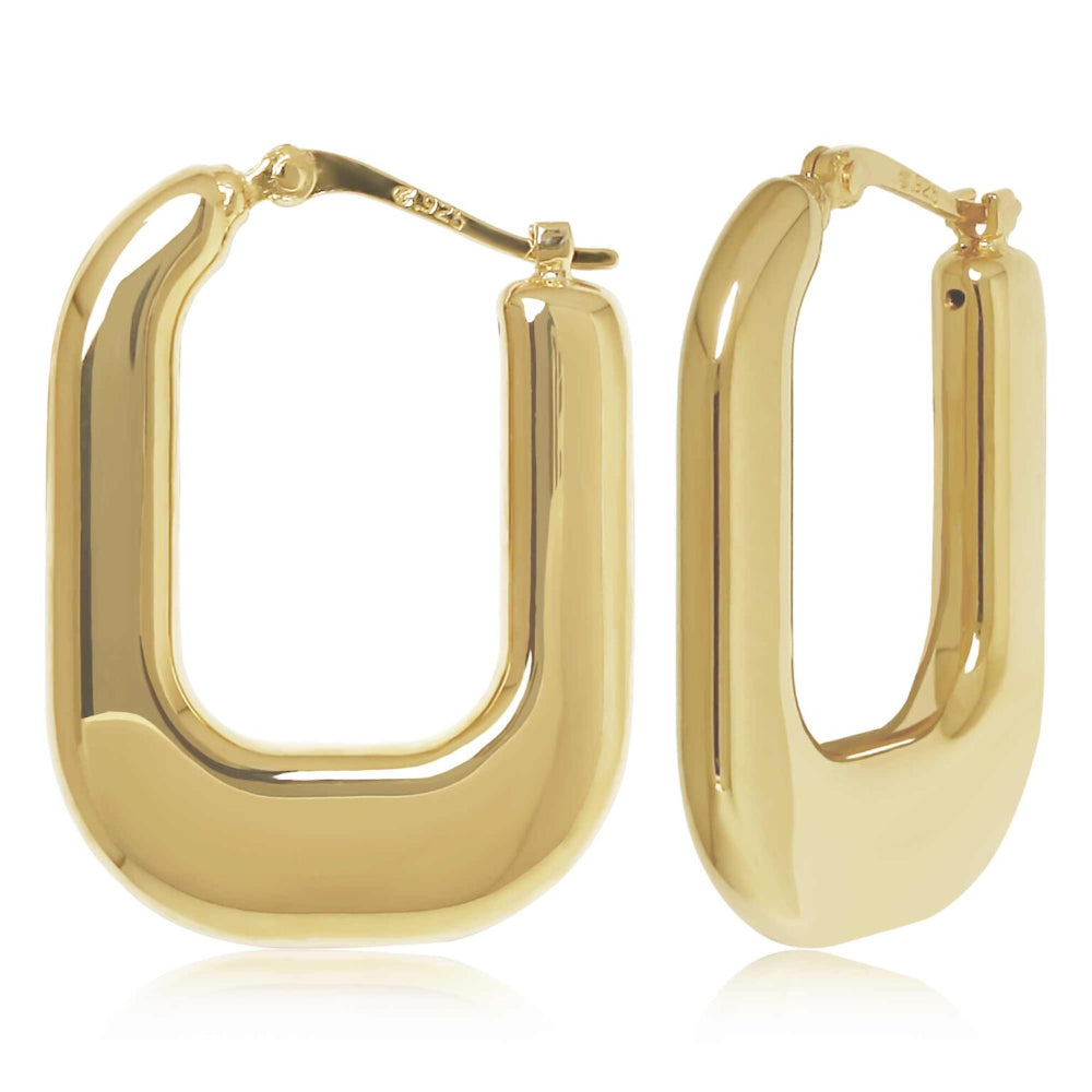 Gold hoop earrings on a white background