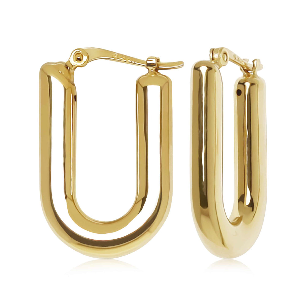 14k Gold Horseshoe Snap Down Hoop Earrings