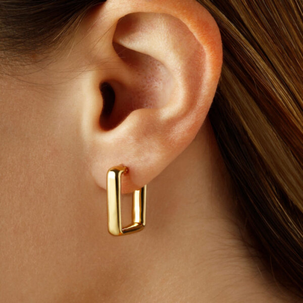 14k Gold Small Square Hoop Earring