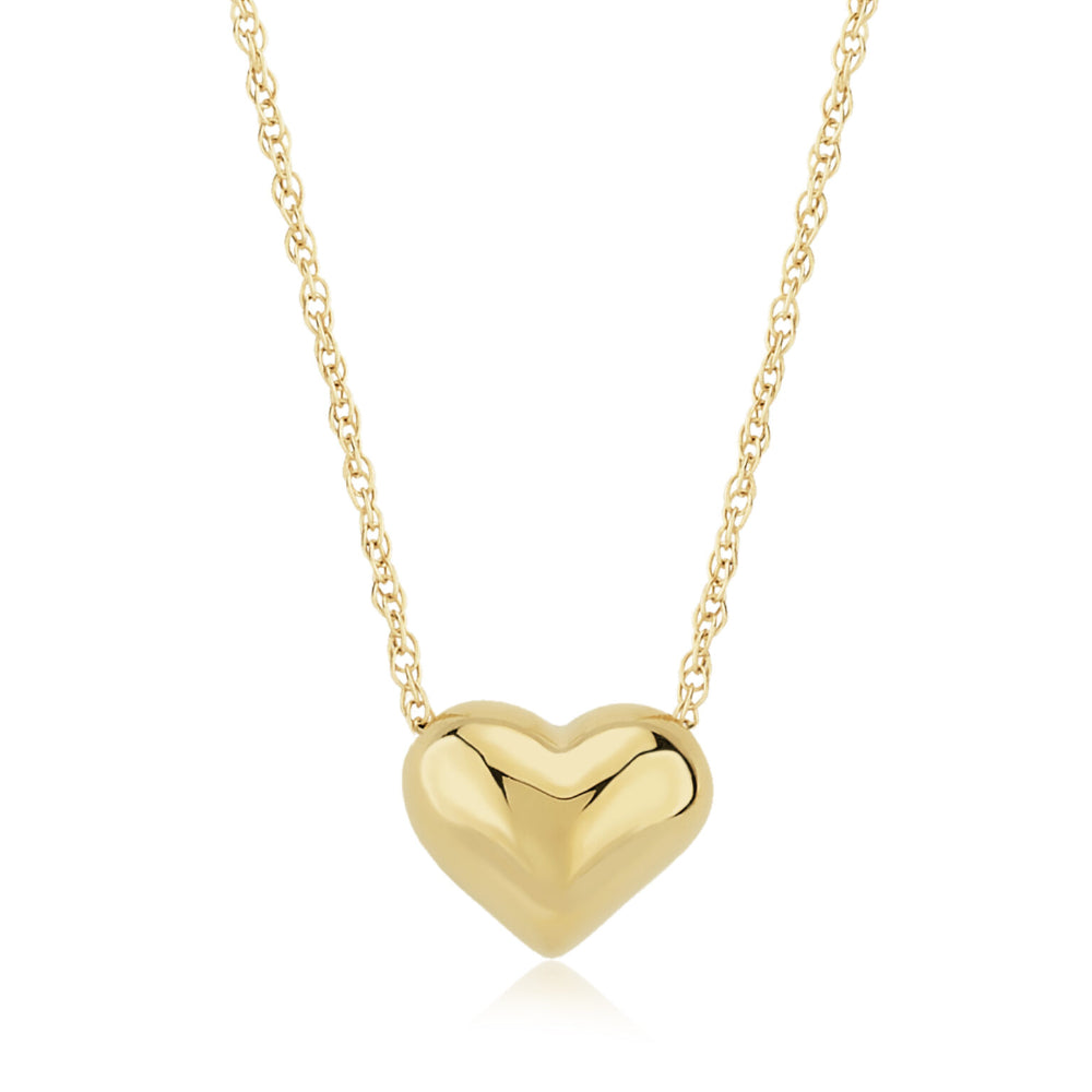 14Y Puffed Heart Pendant Necklace with 18" chain