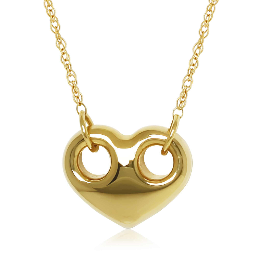 14k Gold Open Link Heart Pendant Necklace