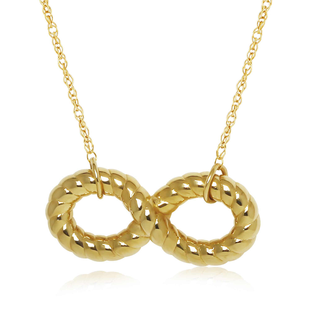 14k Gold 18" Twist Infinity Symbol Pendant Necklace