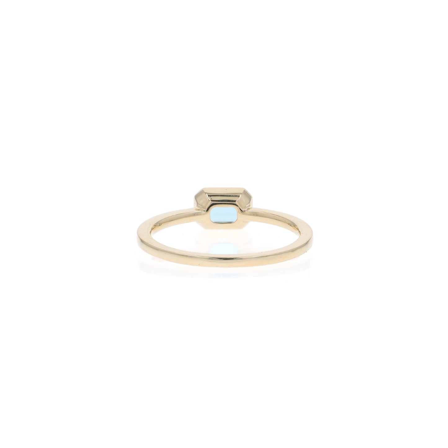 14k Gold Bezel-Set Emerald Cut Blue Topaz Ring