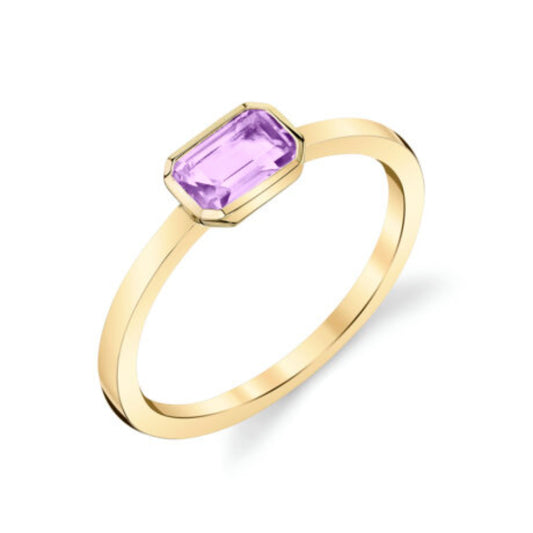 14k Gold Emerald Cut Lavender Amethyst Ring