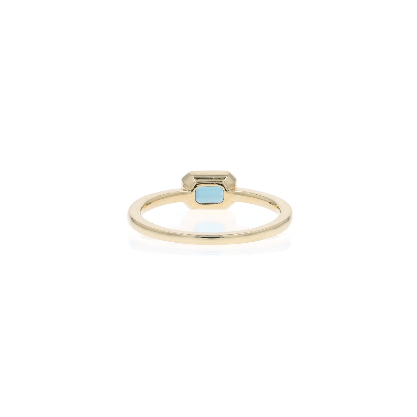 14k Gold Bezel-Set Emerald Cut London Blue Topaz Ring