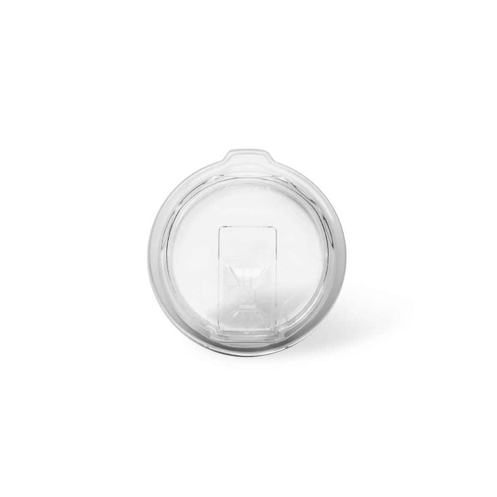 Clear plastic lid on a white background.