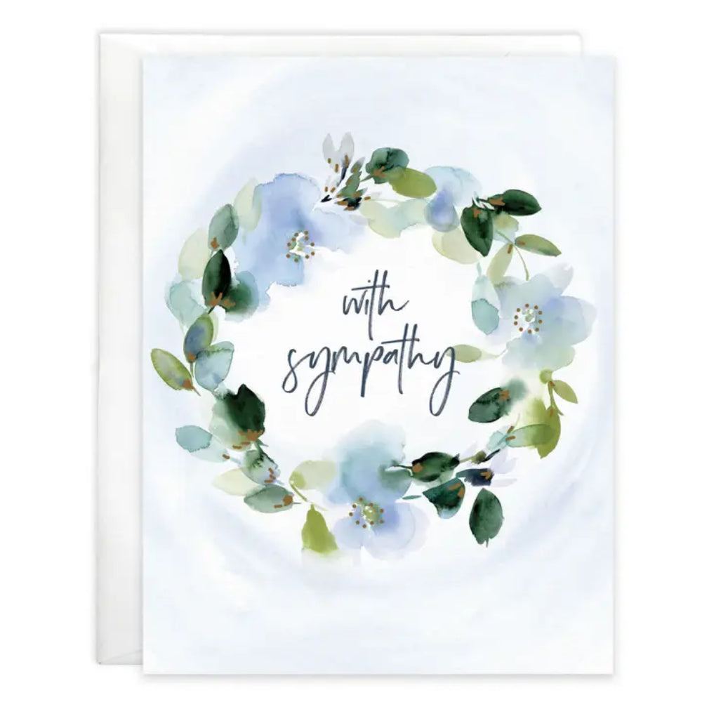 A sympathy floral greeting card on a white background. 
