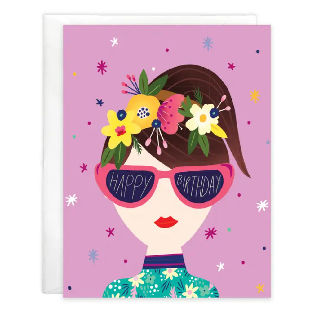 Gina B Designs Birthday Greeting Card - Sunglasses Girl