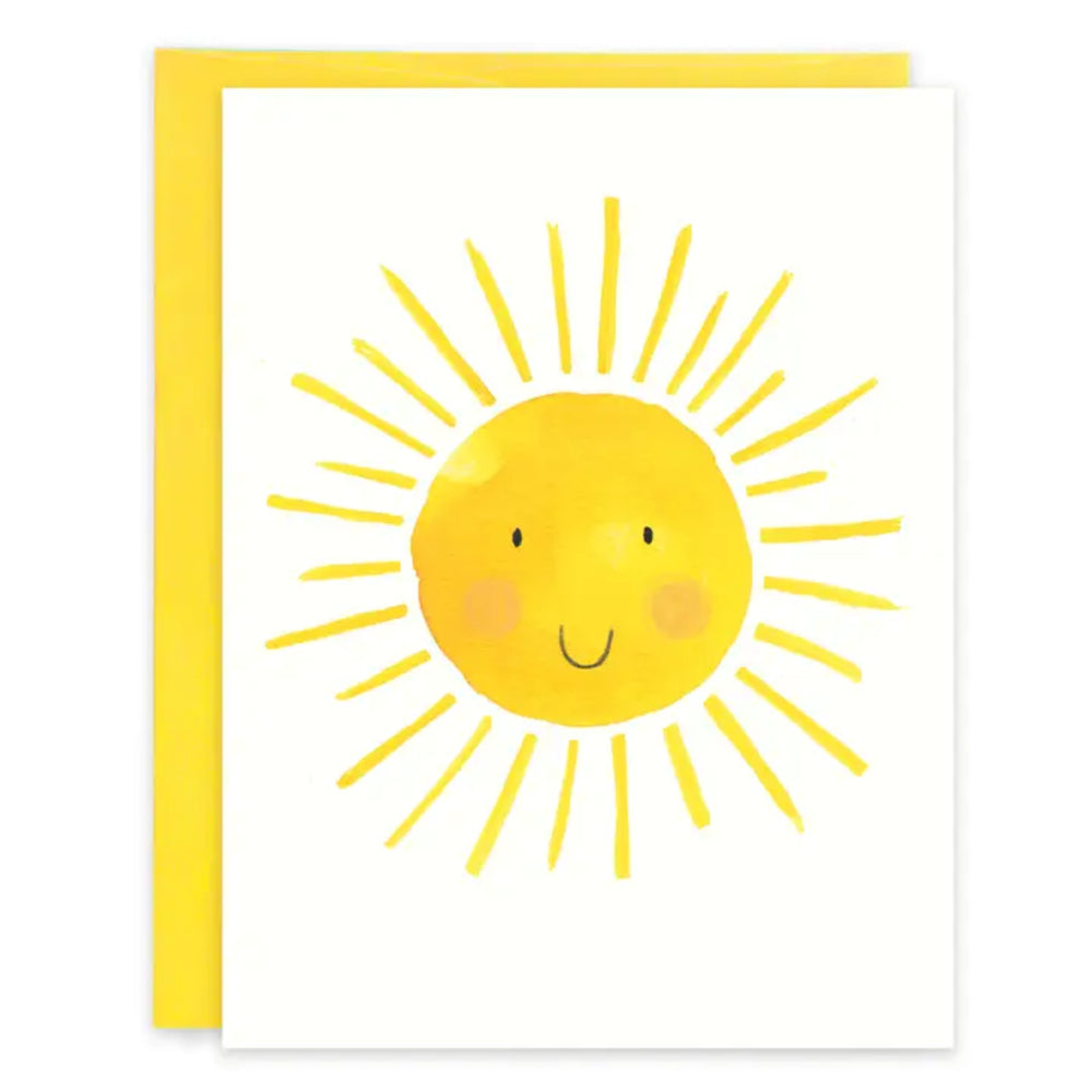 Card with a smiling sun design on a white background
