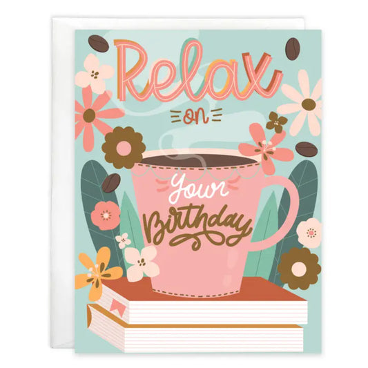 Gina B Designs Birthday Greeting Card - Cup & Books