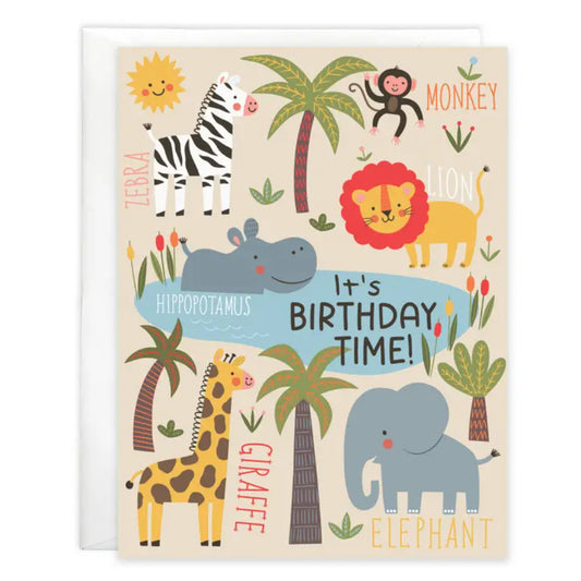 Gina B Designs Birthday Greeting Card - Cute Jungle Animals-Kids