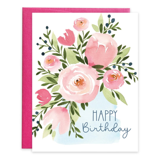 Gina B Designs Birthday Greeting Card - Pink Roses
