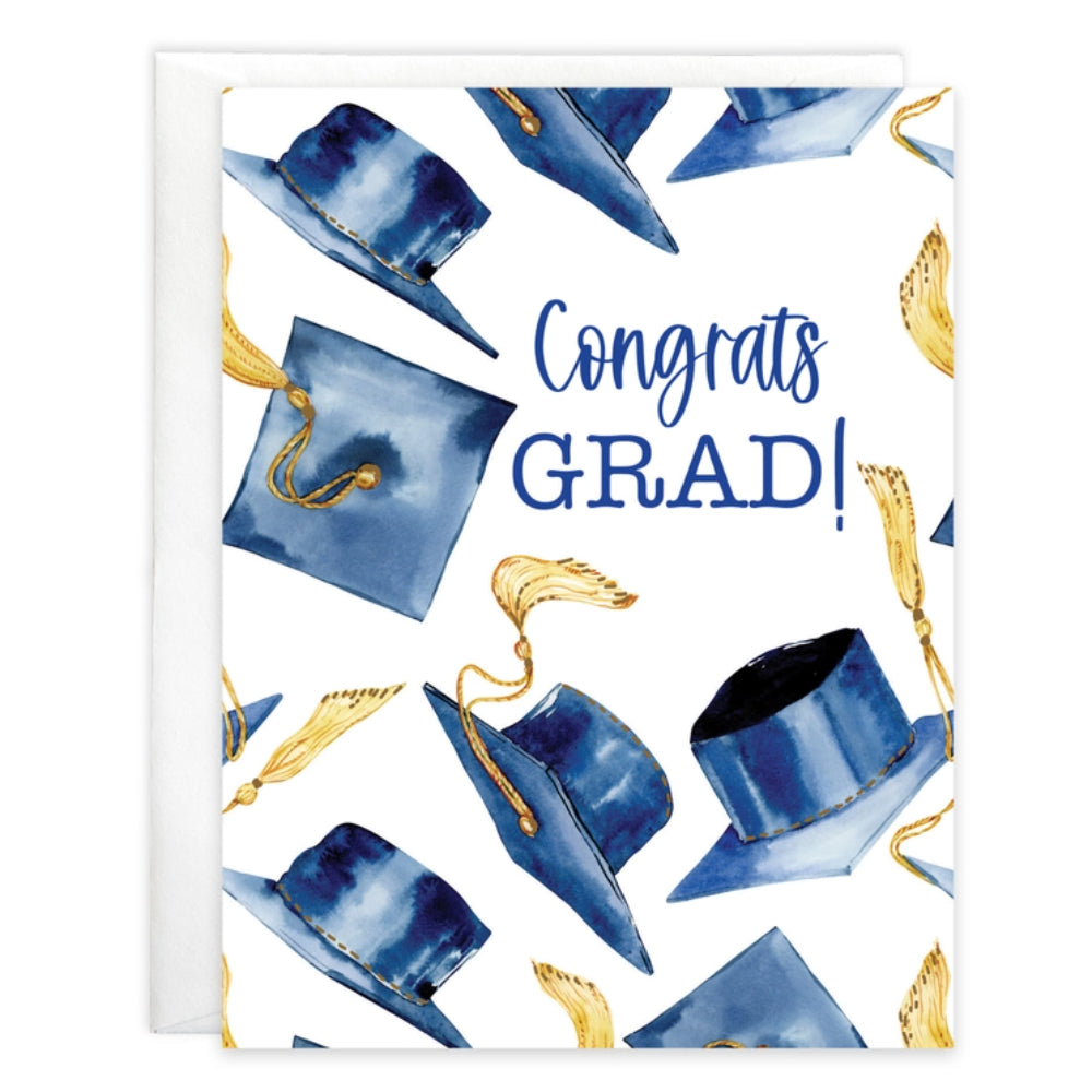 Gina B Designs Graduation Greeting Card - Navy Grad Caps