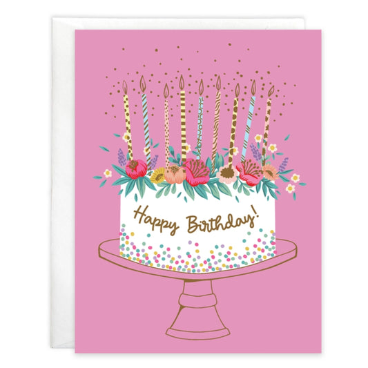 Gina B Designs Birthday Greeting Card - Flower Birthday Cake