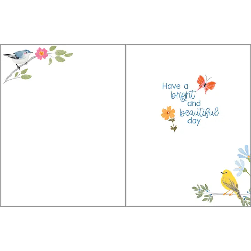Gina B Designs Birthday Greeting Card - Songbirds and Flowers