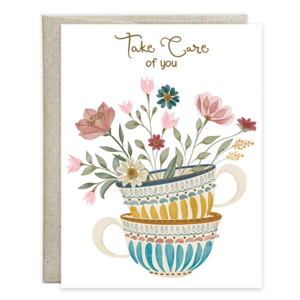 Greeting card with floral design and 'Take Care of You' text