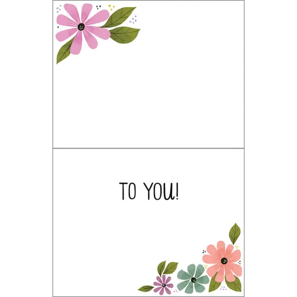 A birthday greeting card with text "to you!" on a white background.