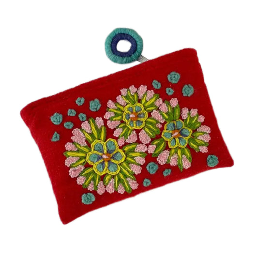 Jenny Krauss Floral Fireworks Embroidered Wool Pouch