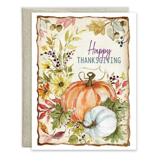 Gina B Designs Thanksgiving Greeting Card - Pumpkin Botanical