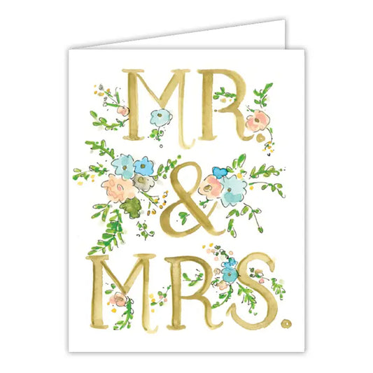 RosanneBeck Collections Mr and Mrs Floral Small Folded Greeting Card