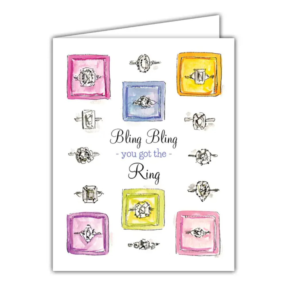 RosanneBeck Collections Bling Bling You Got the Ring Small Folded Greeting Card