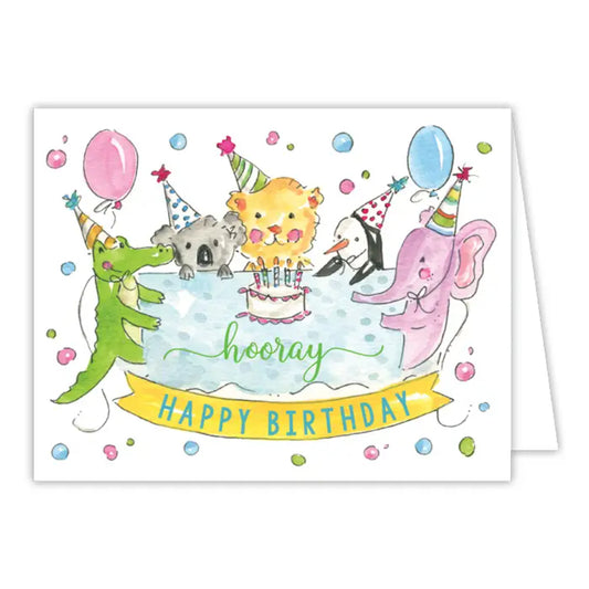 RosanneBeck Collections Hooray Happy Birthday Party Animals Greeting Card