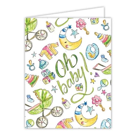 RosanneBeck Collections Oh Baby Handpainted Baby Icons Green Greeting Card
