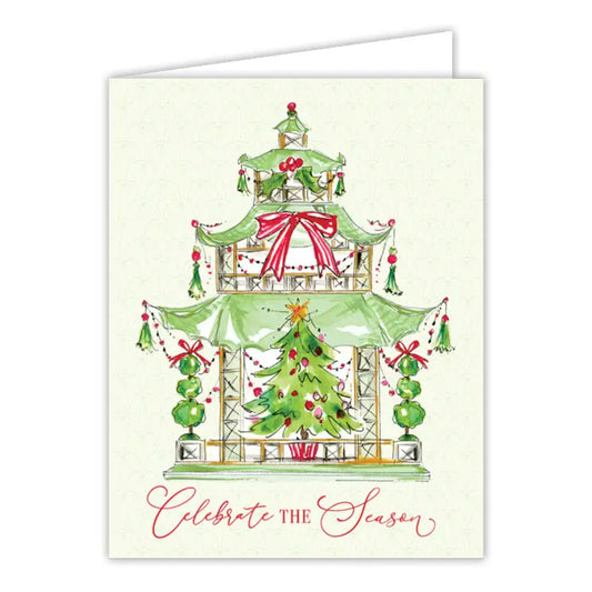 RosanneBeck Collections Celebrate the Season Holiday Pagoda Green Greeting Card