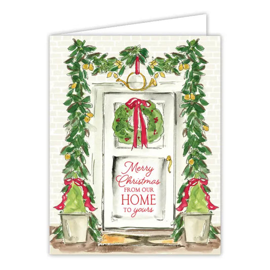 RosanneBeck Collections Handpainted Holiday Front Door Greeting Card