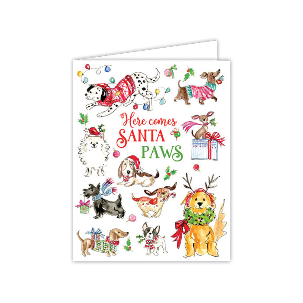 RosanneBeck Collections Here Comes Santa Paws Christmas Canines Greeting Card