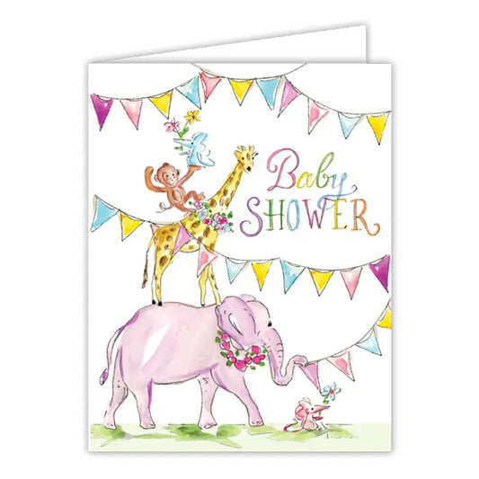 RosanneBeck Collections Handpainted Baby SHower Circus Animals Greeting Card
