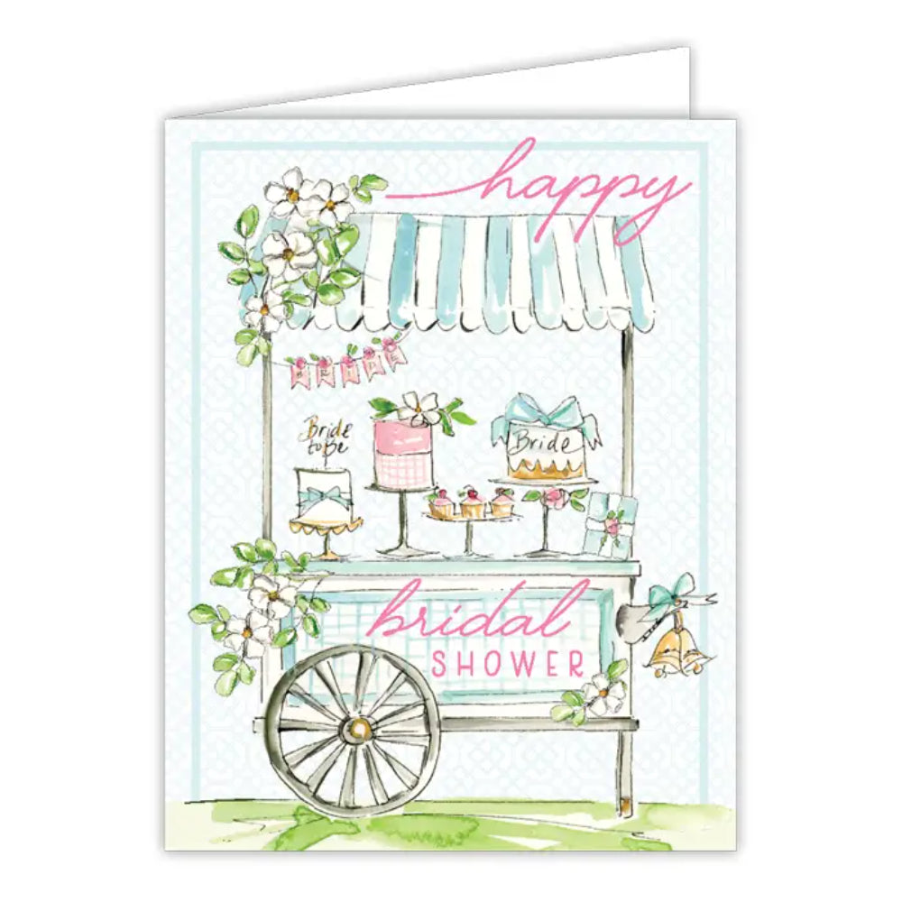 RosanneBeck Collections Handpainted Bridal Shower Pastry Cart Greeting Card
