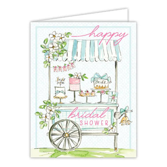 RosanneBeck Collections Handpainted Bridal Shower Pastry Cart Greeting Card