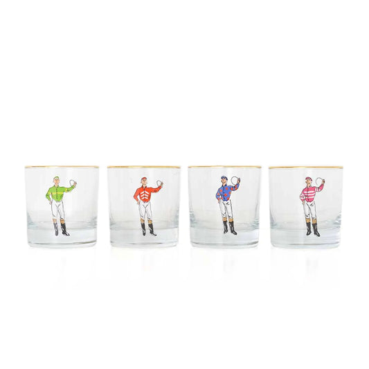 Pomegranate Jockeys Bourbon Glasses - Set of 4