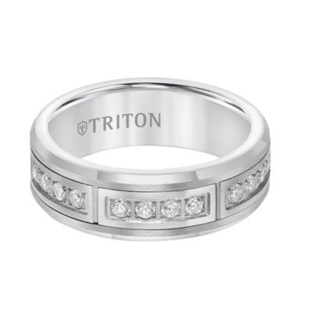 Men's 7mm Tungsten Band with Channel Set Diamonds