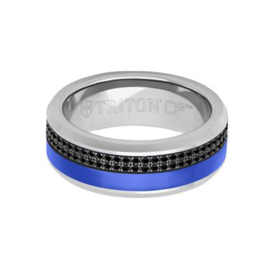 Men's 8mm Tungsten Band with Black Sapphires