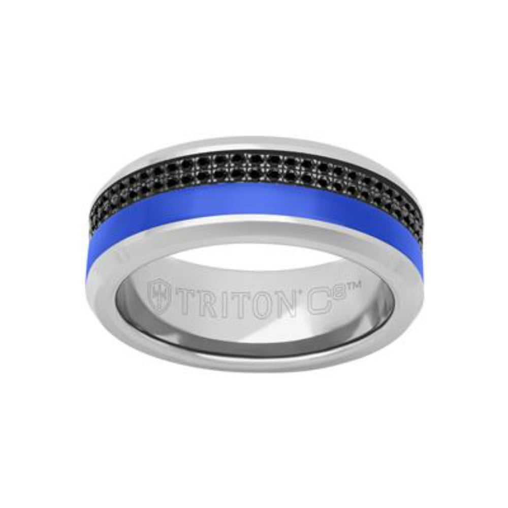Men's 8mm Tungsten Band with Black Sapphires