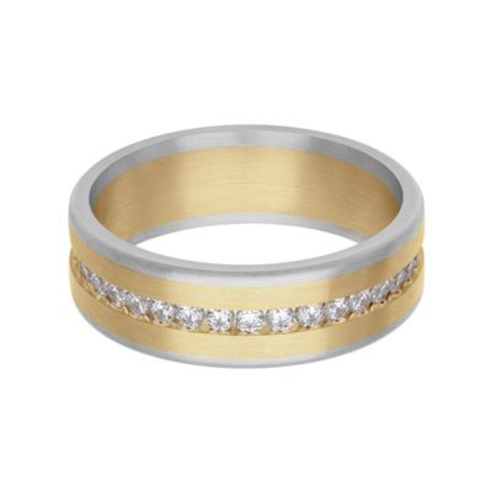 Men's Platinum & 18k Gold Wedding Band with Diamonds