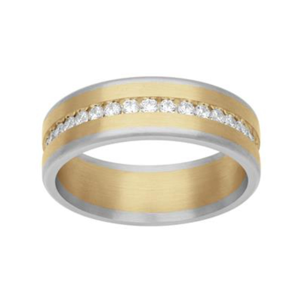 Men's Platinum & 18k Gold Wedding Band with Diamonds