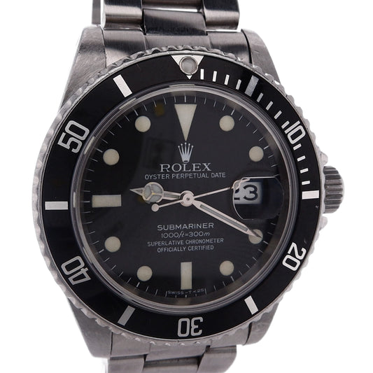 Estate Rolex VINTAGE UNPOLISHED STL Submariner Black Dial Black Bezel Oyster Bracelet 16800 W/Box C.1983