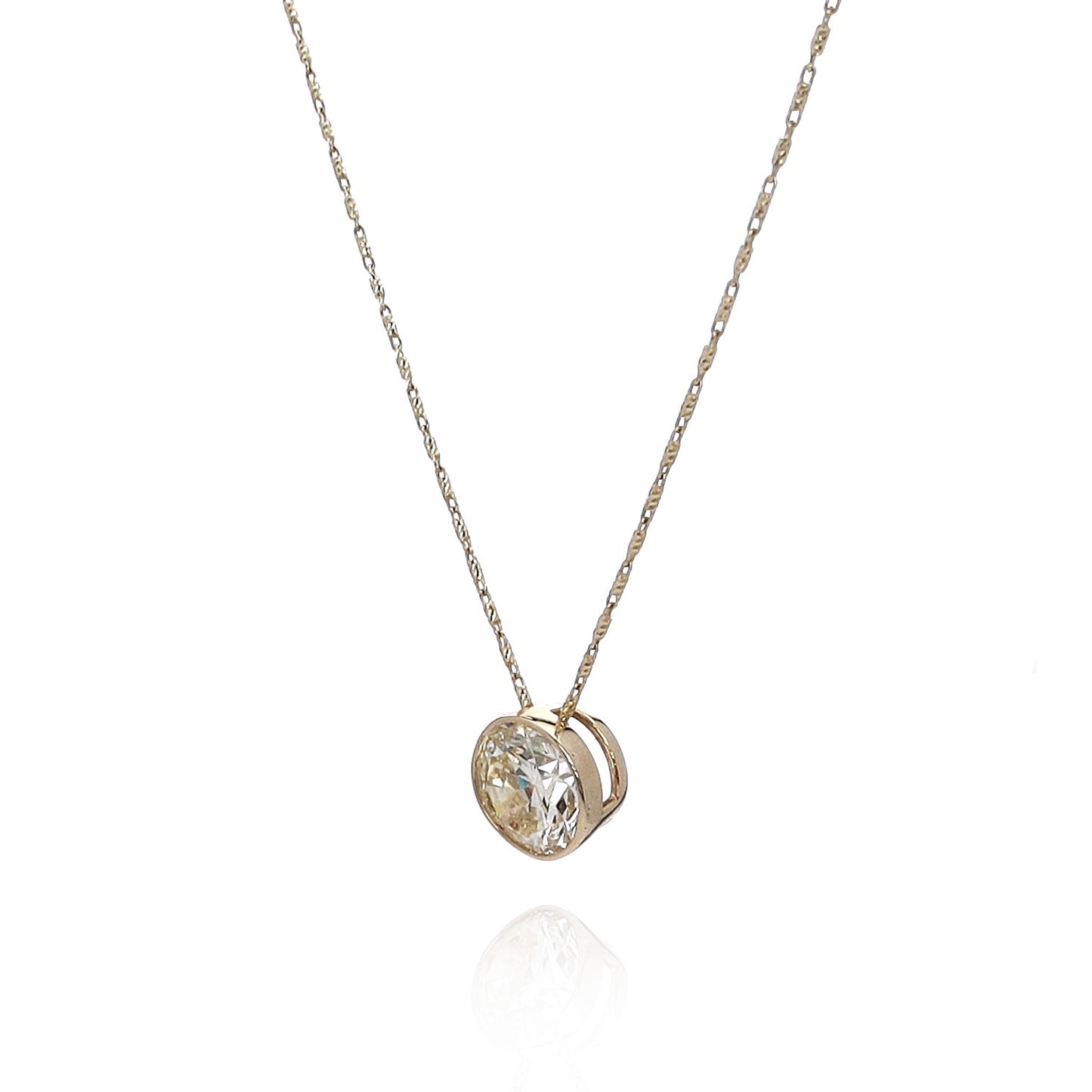 Estate 14k Yellow Gold 3.26ct Solitaire Diamond Pendant