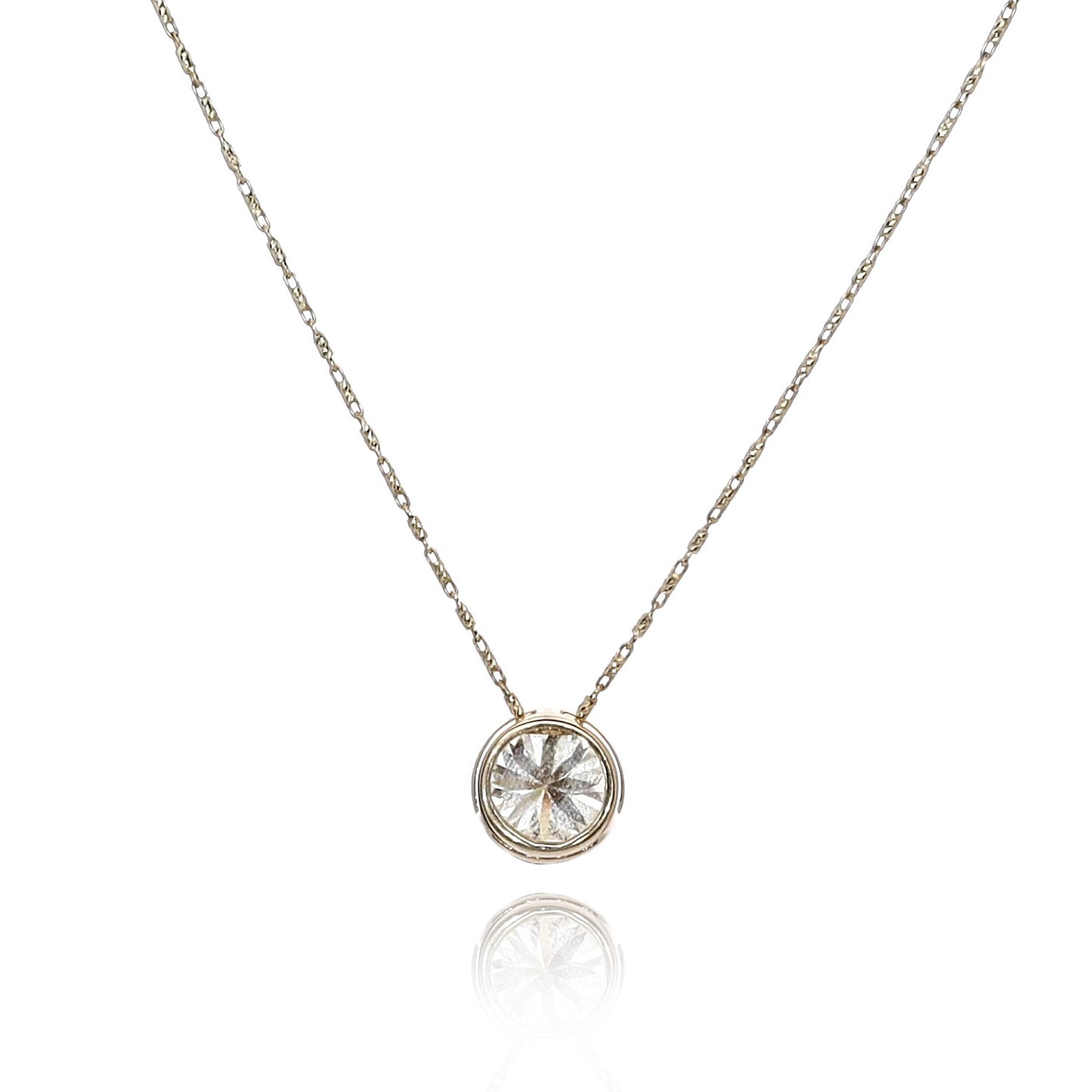 Estate 14k Yellow Gold 3.26ct Solitaire Diamond Pendant