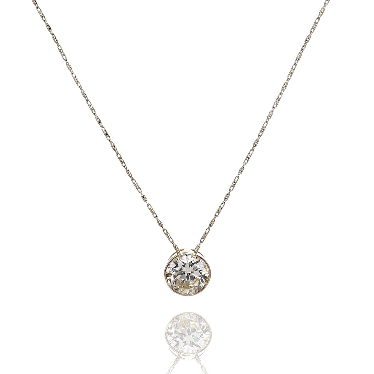 Estate 14k Yellow Gold 3.26ct Solitaire Diamond Pendant