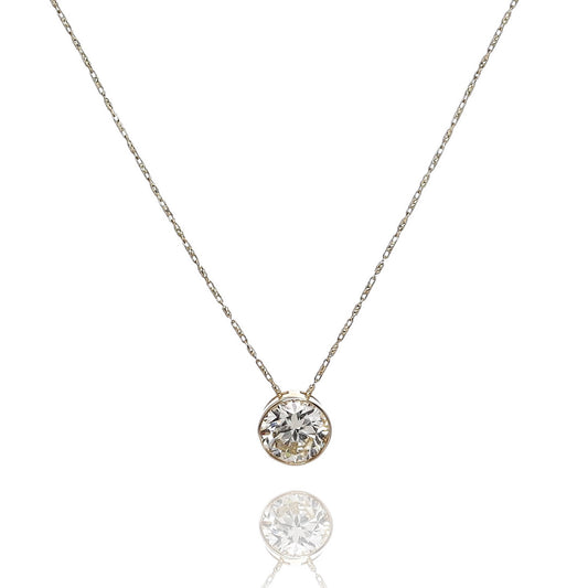 Estate 14k Yellow Gold 3.26ct Solitaire Diamond Pendant