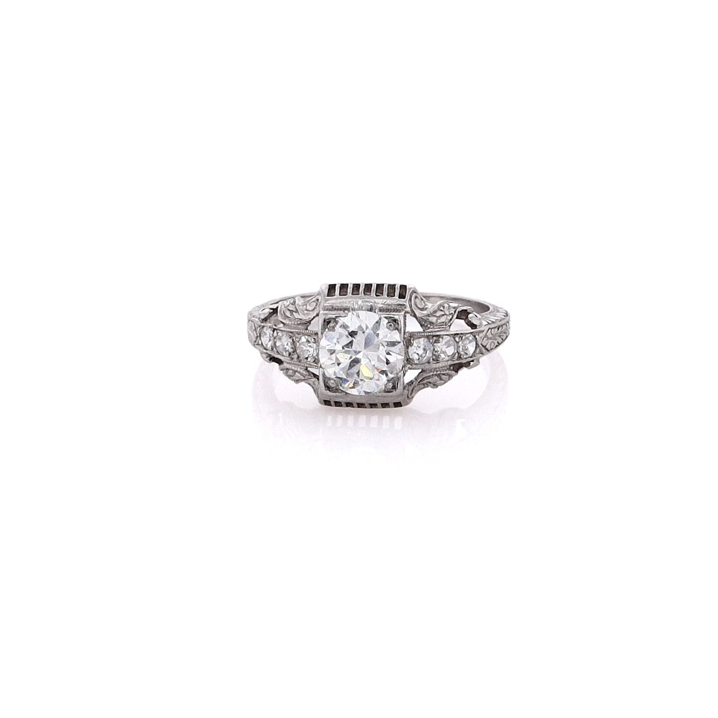 Estate Platinum Brilliant Round Diamond Ring