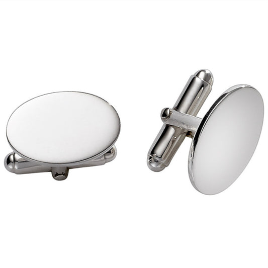 SS Oval Plain Polished Cufflinks