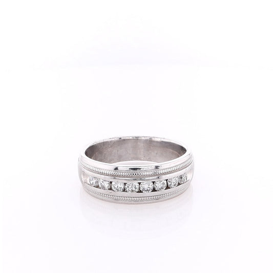 Estate 14k White Gold Satin Center Wedding Band