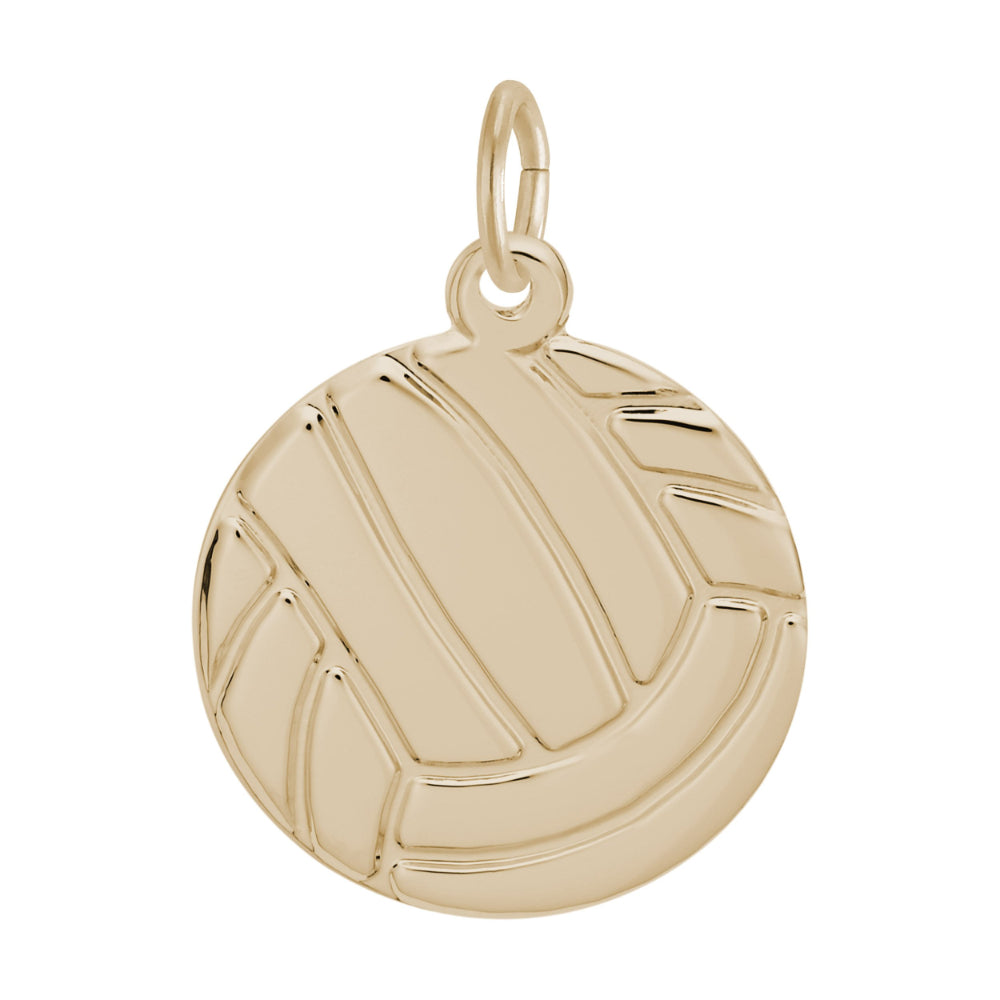 Gold volleyball charm on a white background