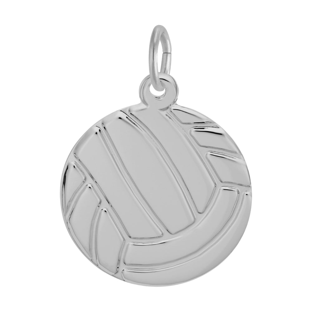 Silver volleyball charm on a white background