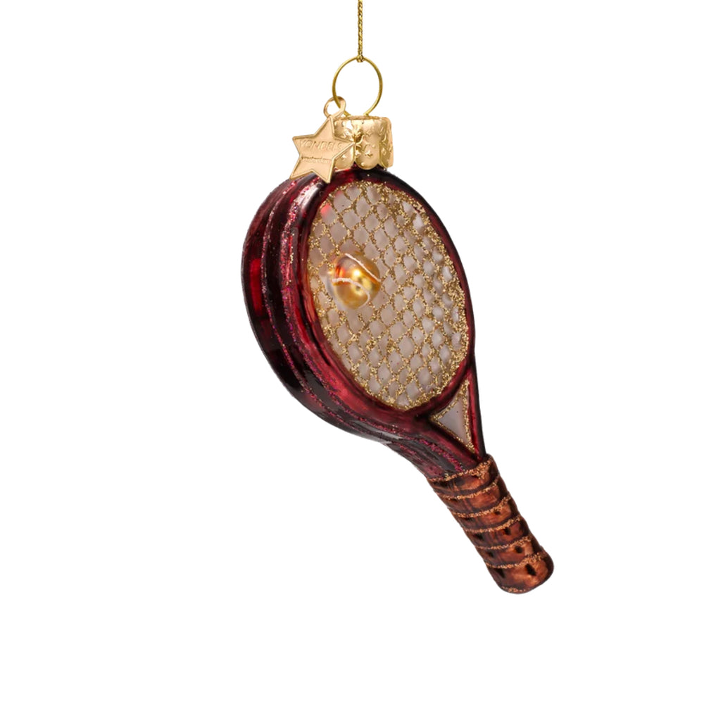 Vondels Burgundy Tennis Glass Ornament